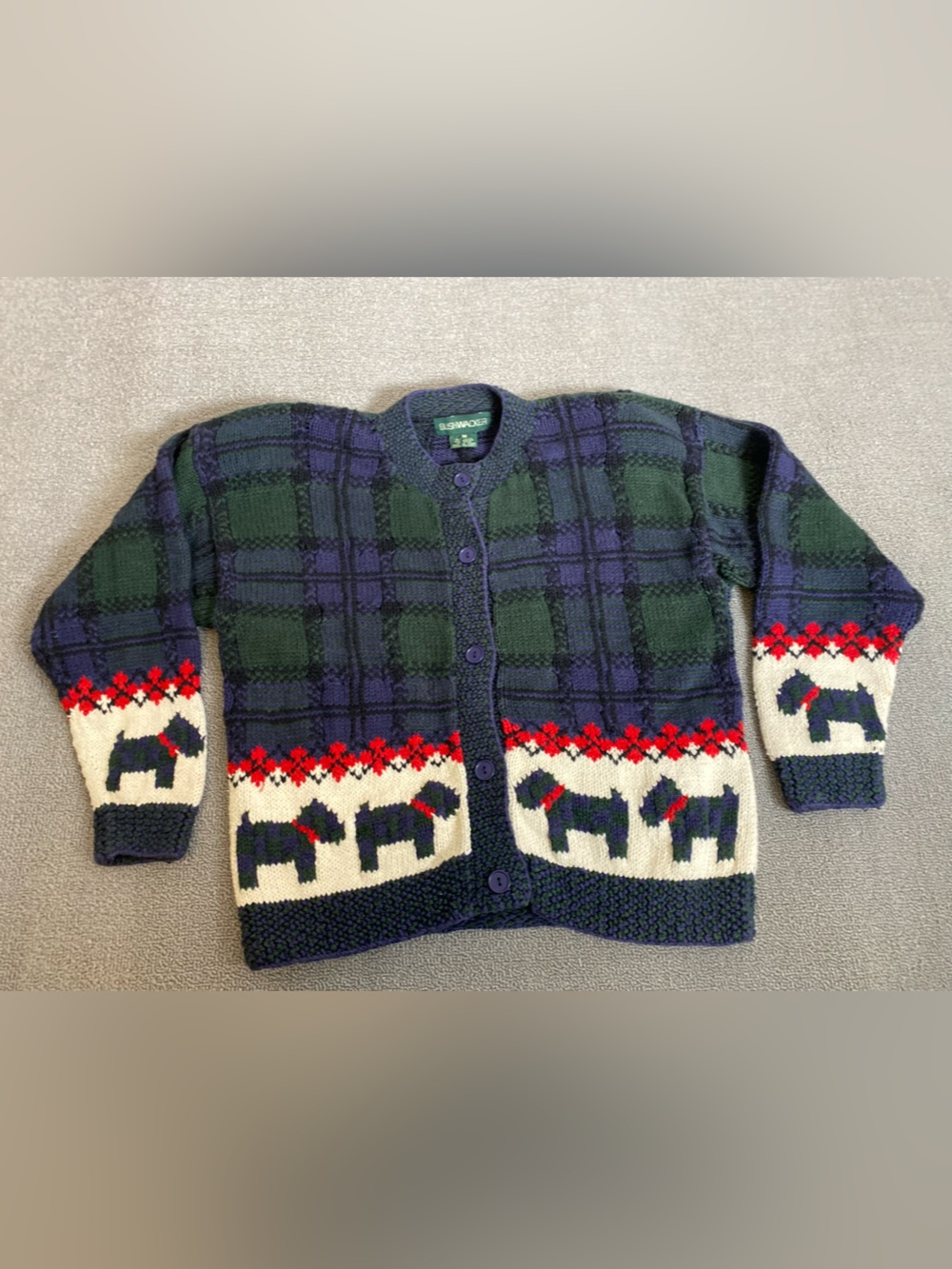 Bushwacker Vintage Fair Isle Plaid Knit Cardigan Grandmacore Cottagecore Cabin